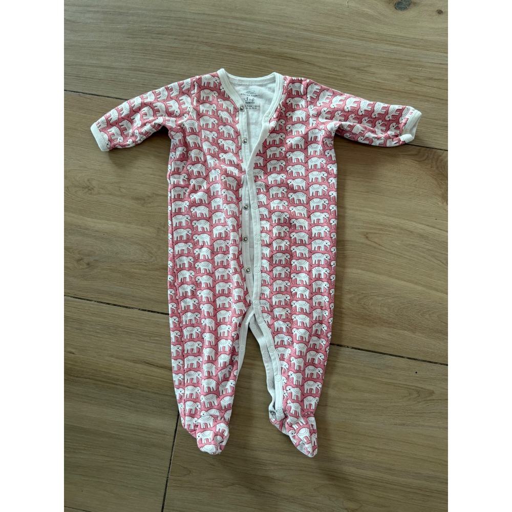 Roller Rabbit Pink Elephant Pima Cotton Footed Sleeper 3-6 Months Snap Front